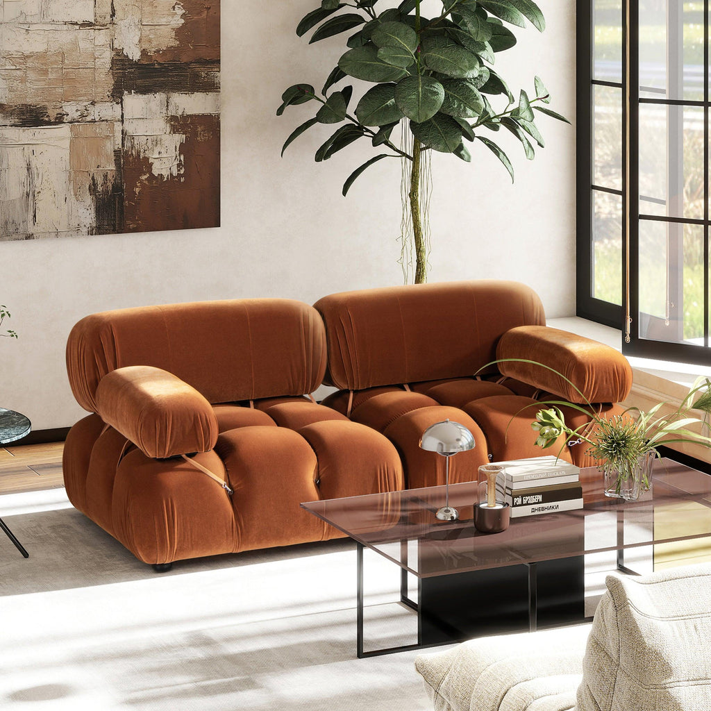 Marcel 36' Modular Modern Lounge Chair in Olive Green Velvet.