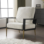 Mid-Century Modern Armchair - White Velvet and Gold Legs.