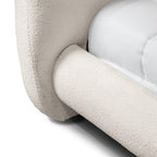 King Size Boucle Upholstered Bed with Wood Feet.