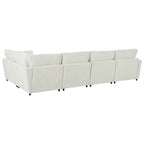 Rear view of modular U-shaped sectional sofa showing clean lines and uniform back cushions for a sleek finish.