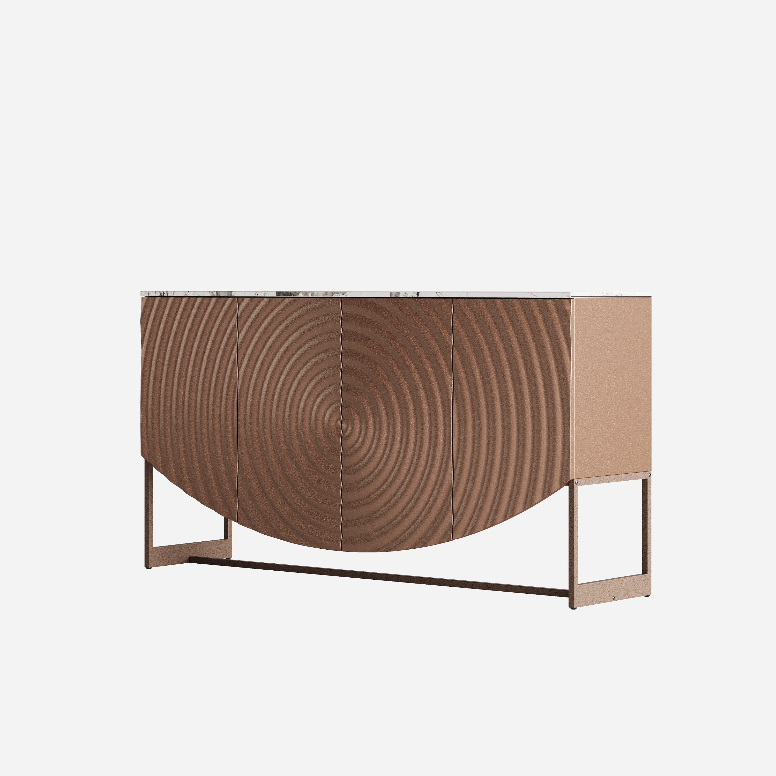 Modern Luxury Sideboard Cabinet with Unique 3D Wave Texture.