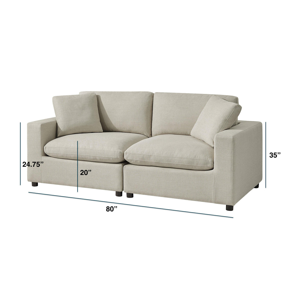 Cassandra Modular 2-Piece Sofa in Beige with Polyester Fabric.