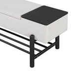 TREXM Farmhouse Upholstered Storage Bench with Hidden Compartment, Modern Entryway Bench for Living Room, Entryway, and Hallways (Black)