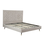 Crosby Upholstered Velvet King Bed in Greige