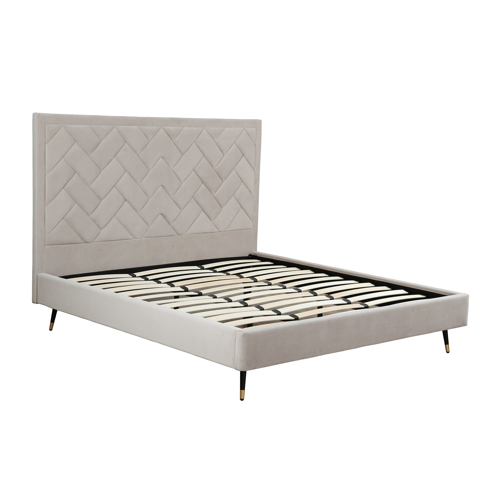 Crosby Upholstered Velvet King Bed in Greige