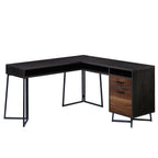 L-Shaped Desk with 2 Drawers and Cubbyholes.