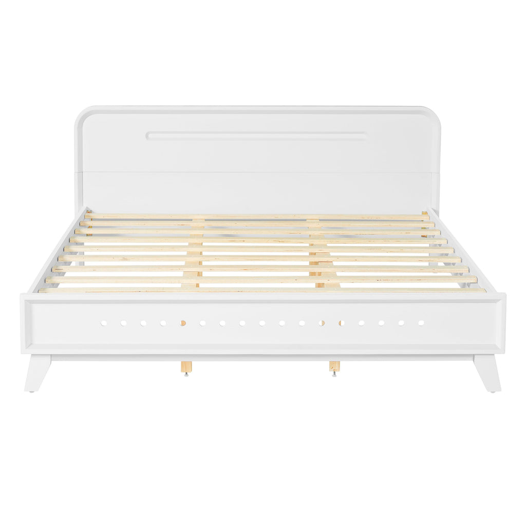 Pine Solid Wood Queen Size Bed - Durable & Elegant.