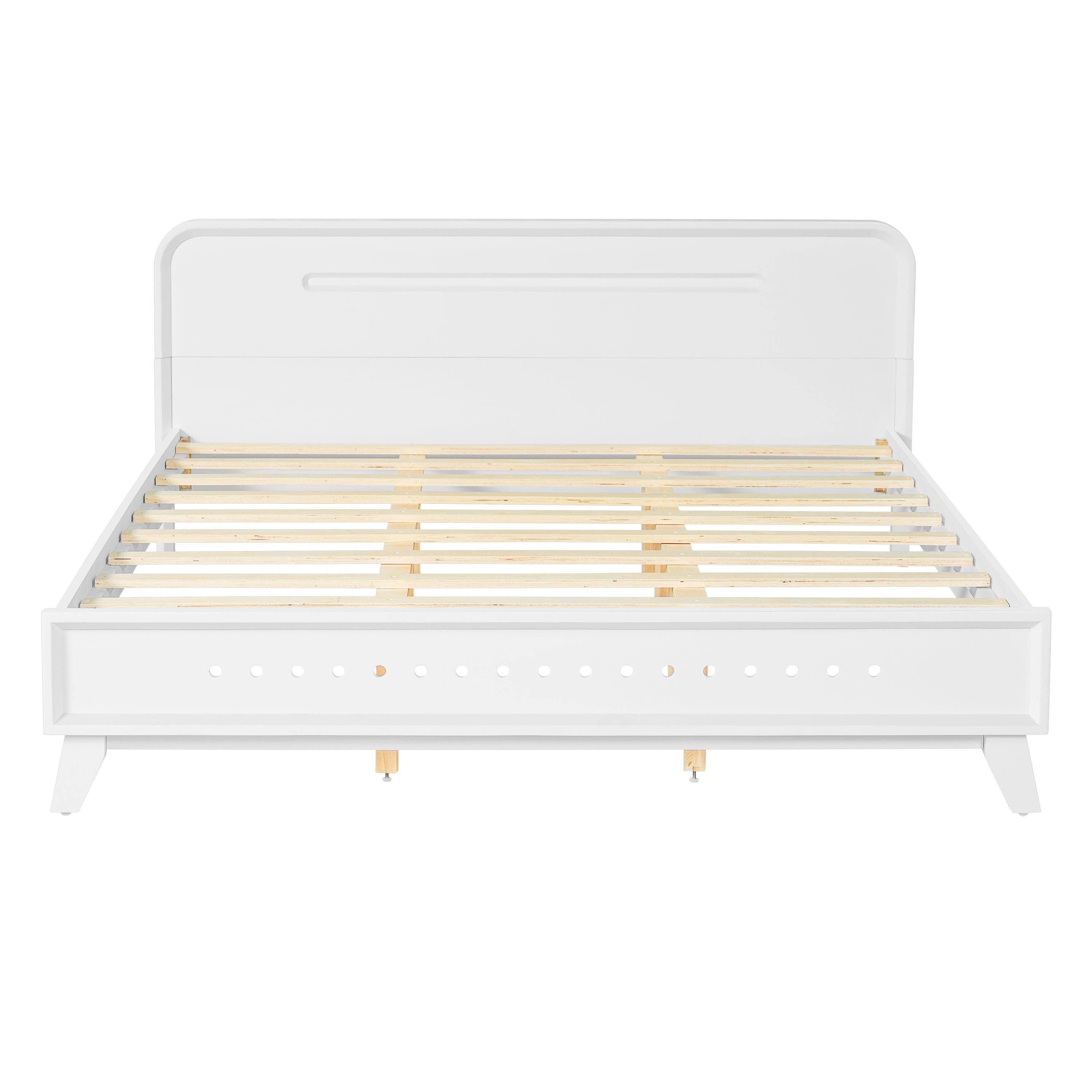 Pine Solid Wood Queen Size Bed - Durable & Elegant.