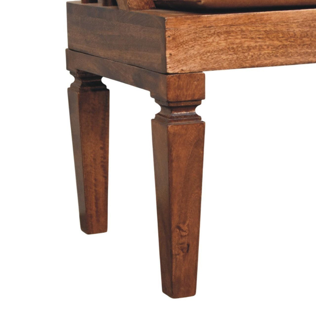 Solid Wood Leather Bench - Artisan Furniture.