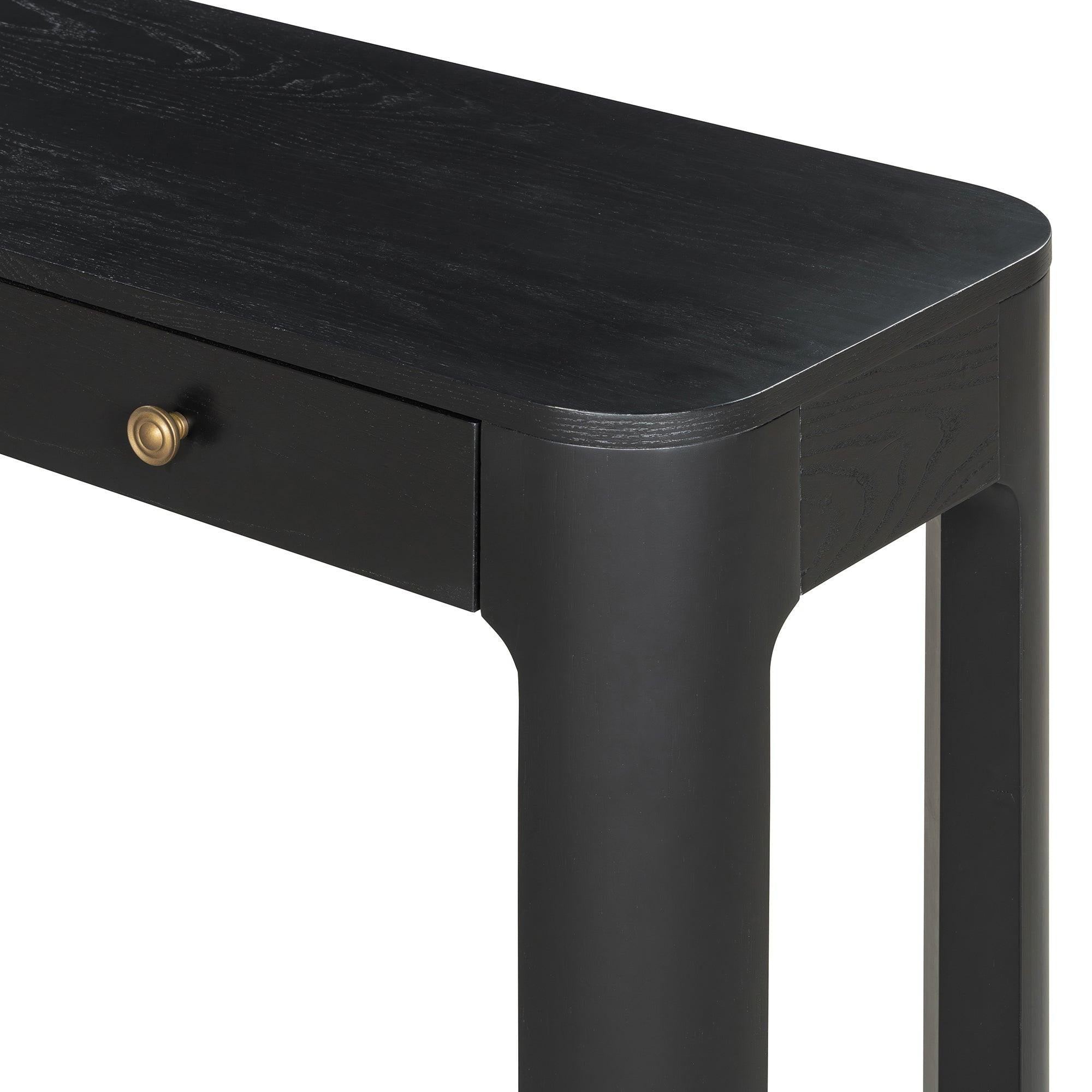 TREXM Rustic Console Table with Storage and Curved Corners.