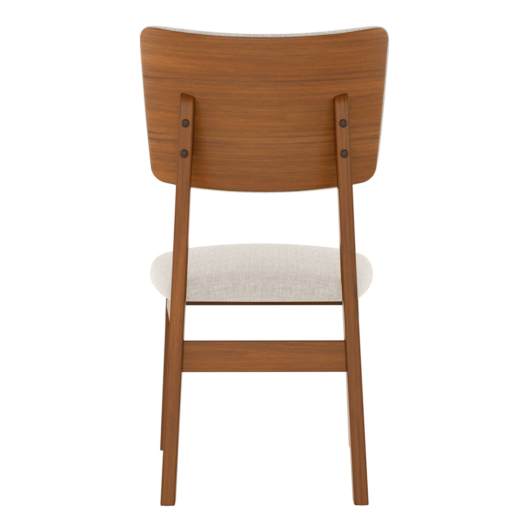 Back view of a Mid-Century Modern Dining Chair highlighting the curved wooden backrest and reinforced frame.