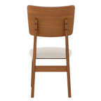 Back view of a Mid-Century Modern Dining Chair highlighting the curved wooden backrest and reinforced frame.