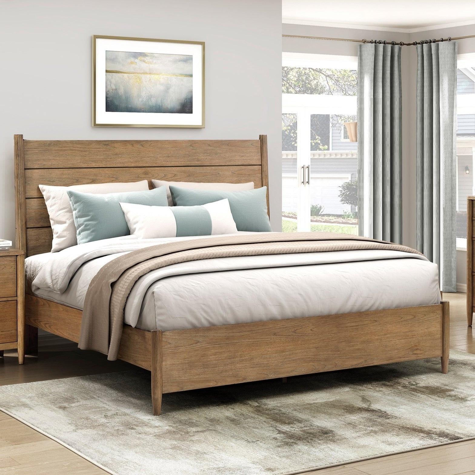 Queen Platform Bed with Removable Upholstery Cushion.