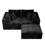 Black Modular Sectional Sofa with Plush Corduroy Fabric.