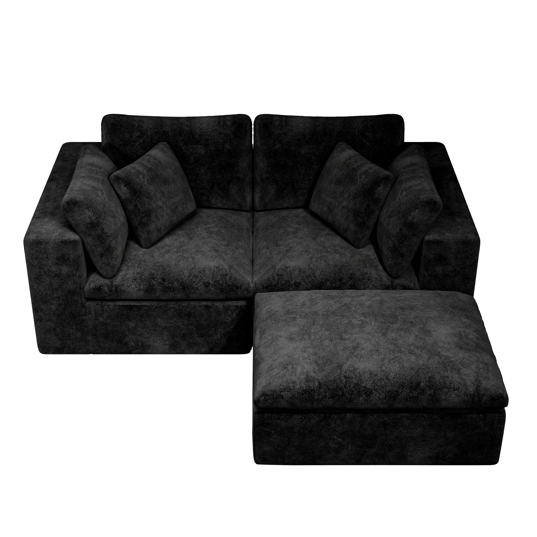 Black Modular Sectional Sofa with Plush Corduroy Fabric.