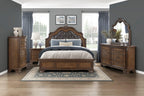 Elegant Queen Bed with Upholstered Headboard.