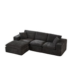 Chenille Cloud Sofa - Comfortable & Combinable in dark gray chenille fabric. Modular sectional with chaise and plush cushions for modern interiors.