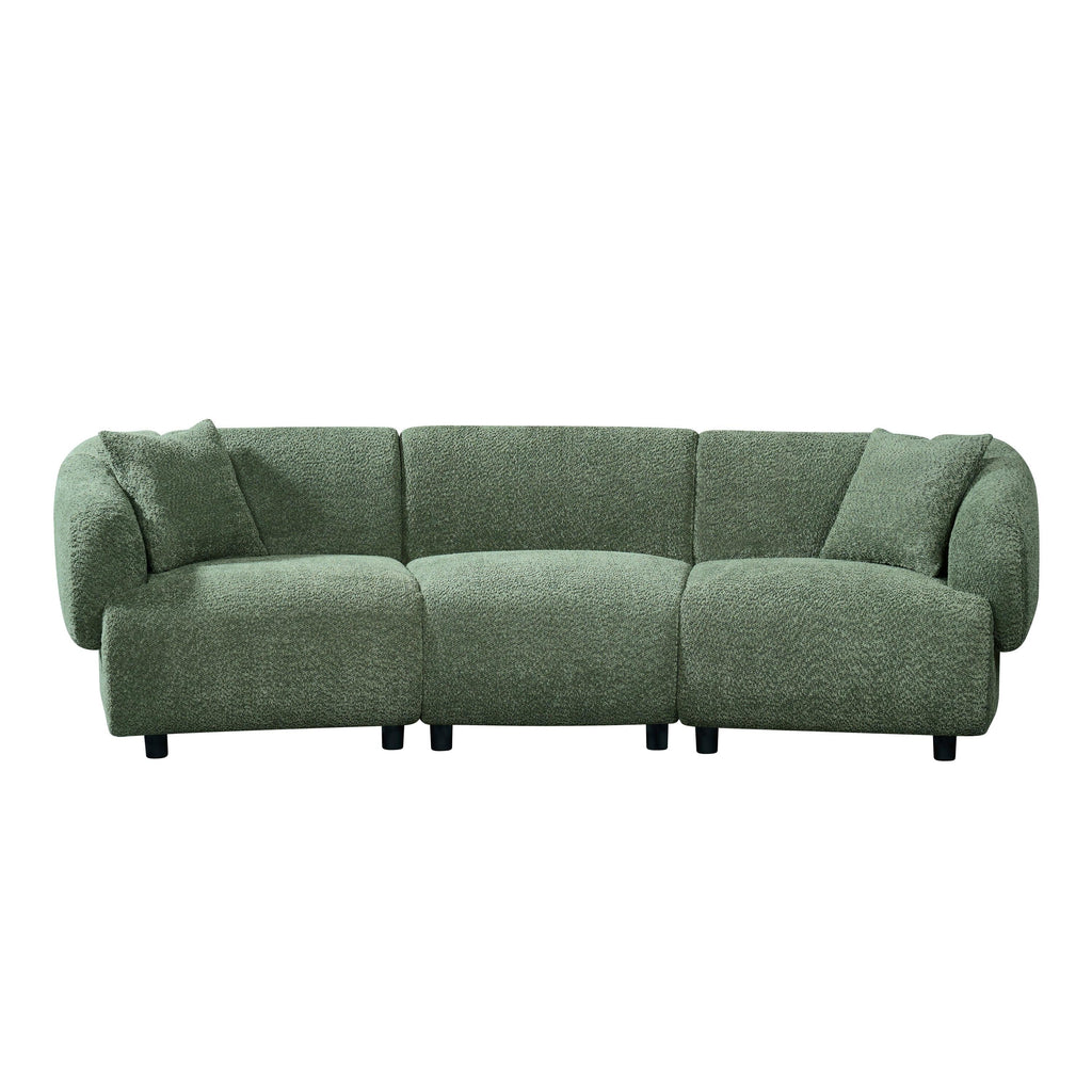 Curved 3-Seater Sofa in Green - Comfortable Seating & Modern Design.