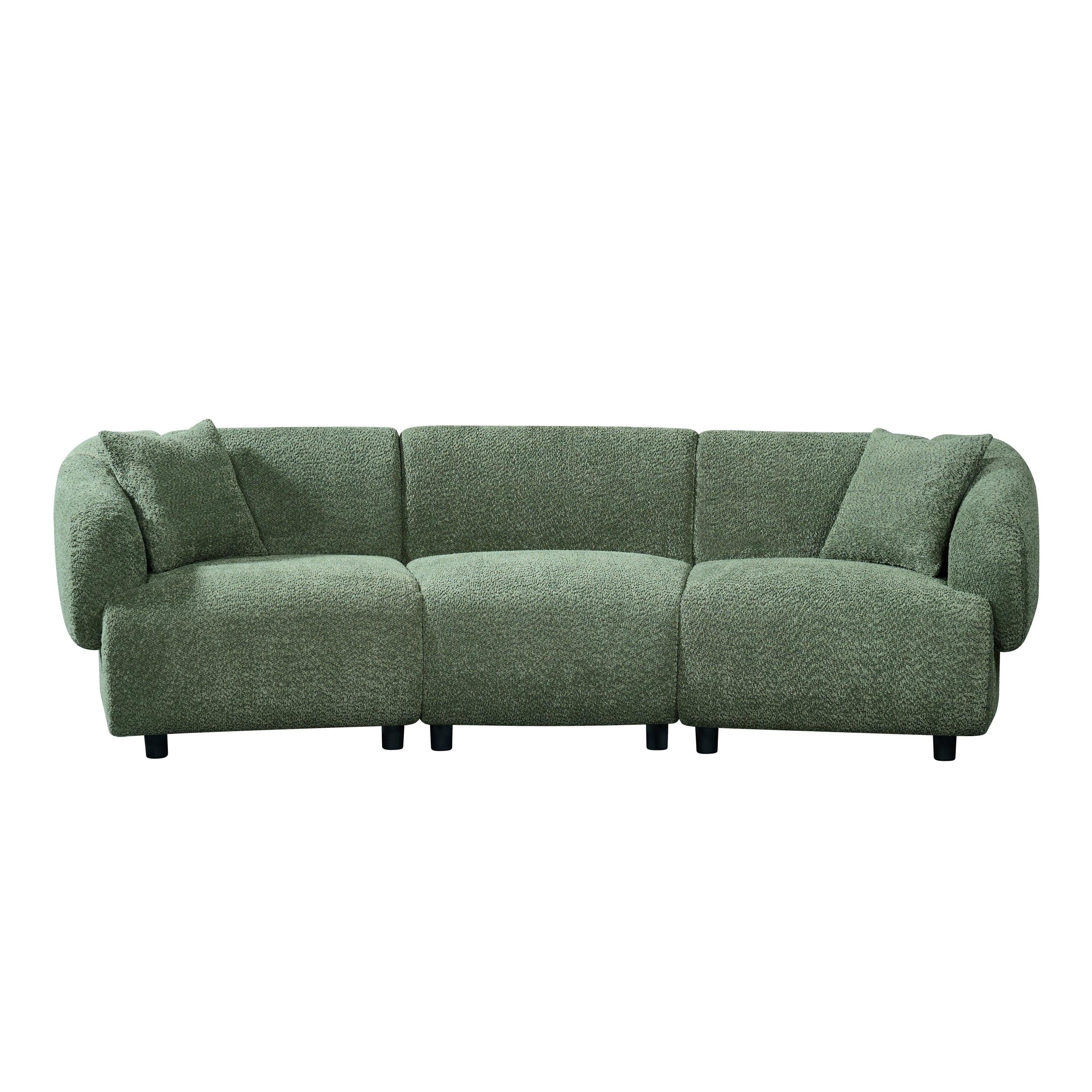 Curved 3-Seater Sofa in Green - Comfortable Seating & Modern Design.