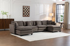 149-Inch Chenille 4-Seater Sectional Sofa with Ottomans - Antique Grey