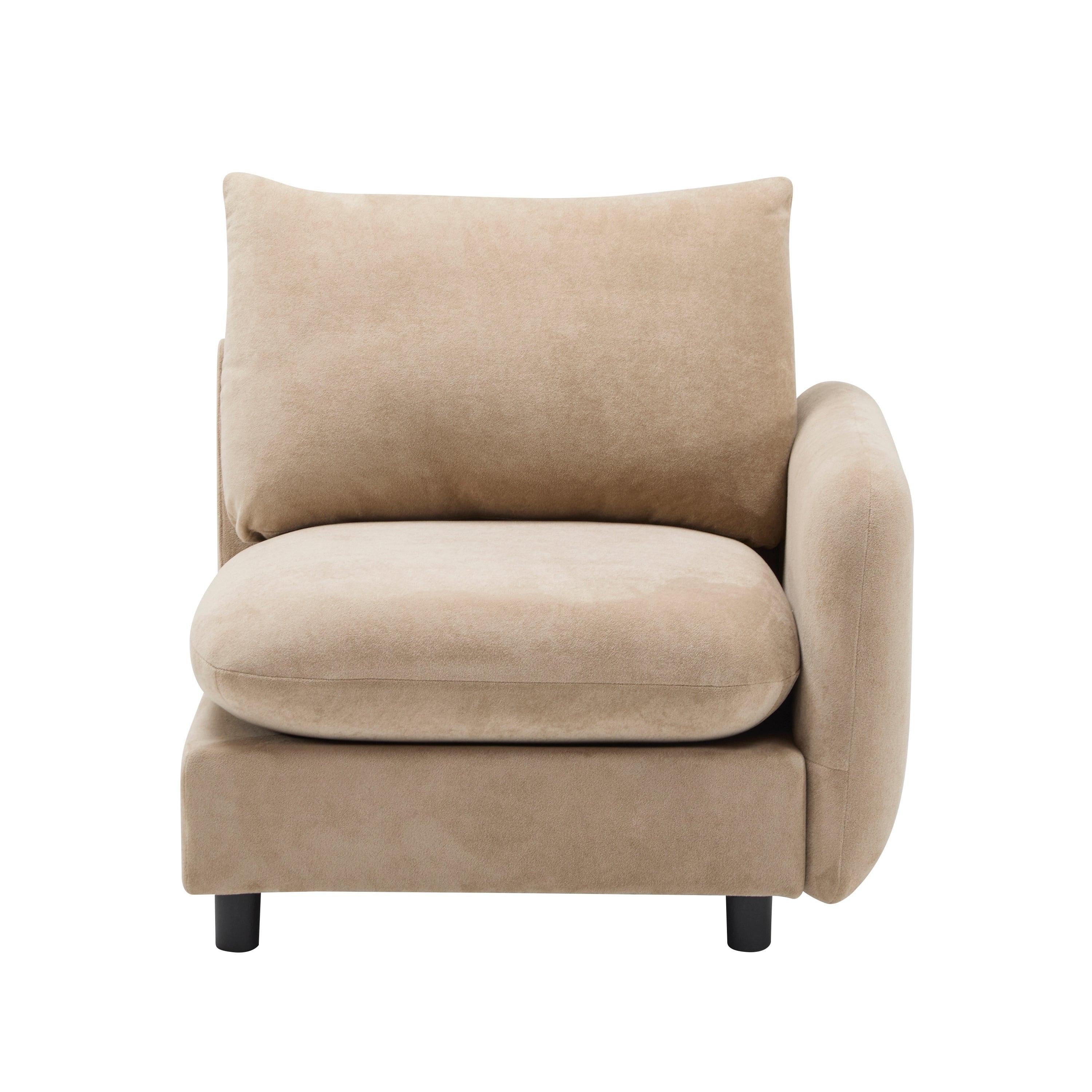 99 in. 4-Piece Modular Velvet Sectional Sofa with Ottoman.