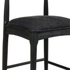 Detailed view of Black Fabric Counter Stool seat cushion and frame, showcasing quality craftsmanship and comfort.