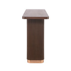 Modern Console Table with Ash Veneer Top and Metal Accent.
