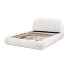 Archie Puffy Upholstered Platform Bed, Queen, Almond White.