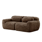 Plush brown modular 2-seater sofa with ergonomic backrest and soft texture, ideal for modern living rooms.