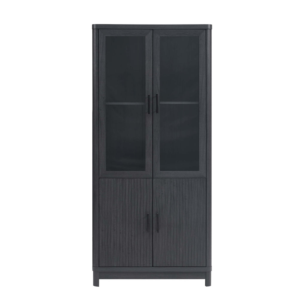 Jodie 31' Bookcase Cabinet in Charcoal Gray (6-Shelf)