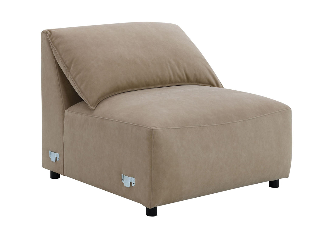 Veata Suede Sectional Sofa in Light Brown.