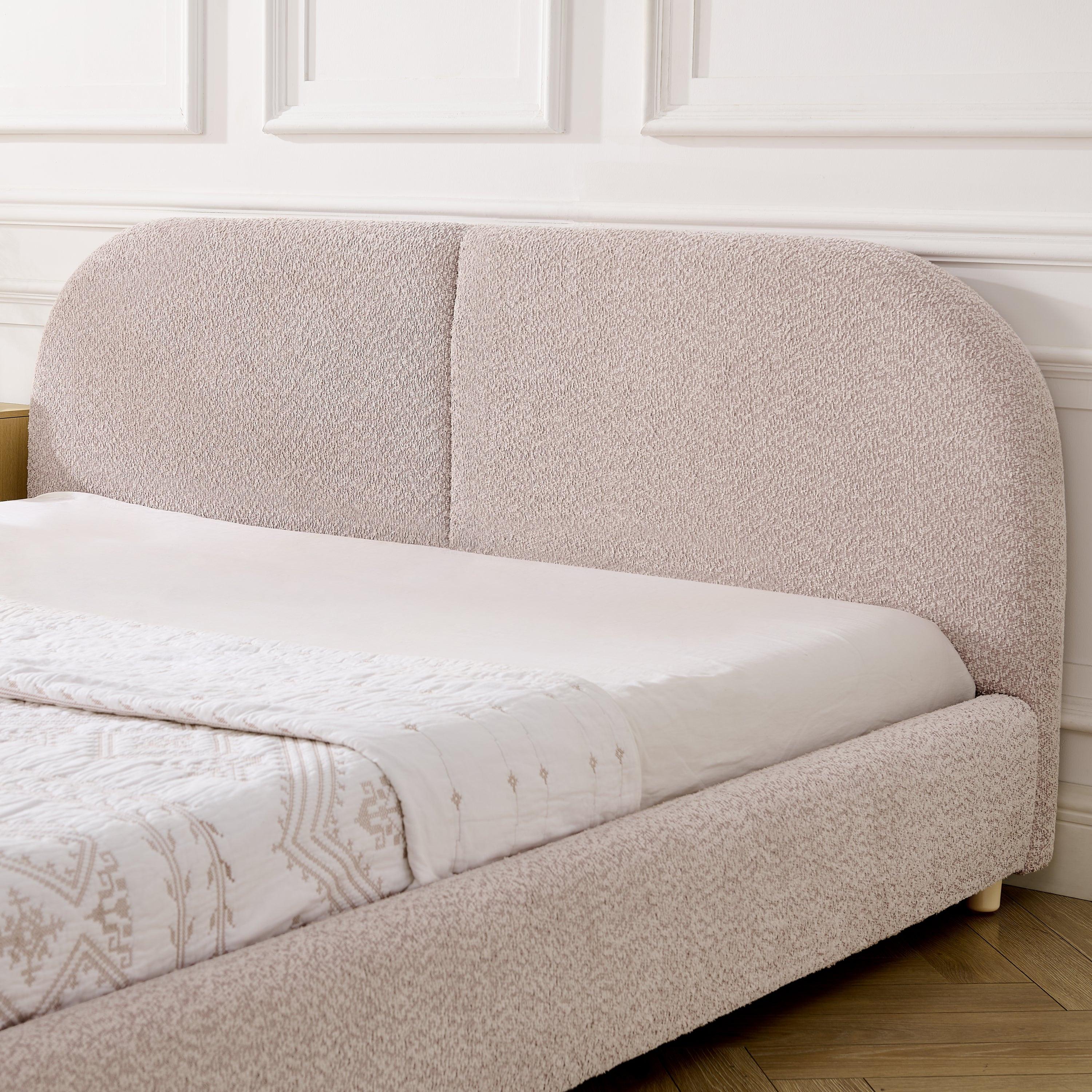 Queen Size Upholstered Bed Frame with Curved Headboard.