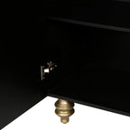 Modern Fluted Sideboard Buffet with Storage, Curve Element with Strict Lines, Black MDF 4-Door Cabinet