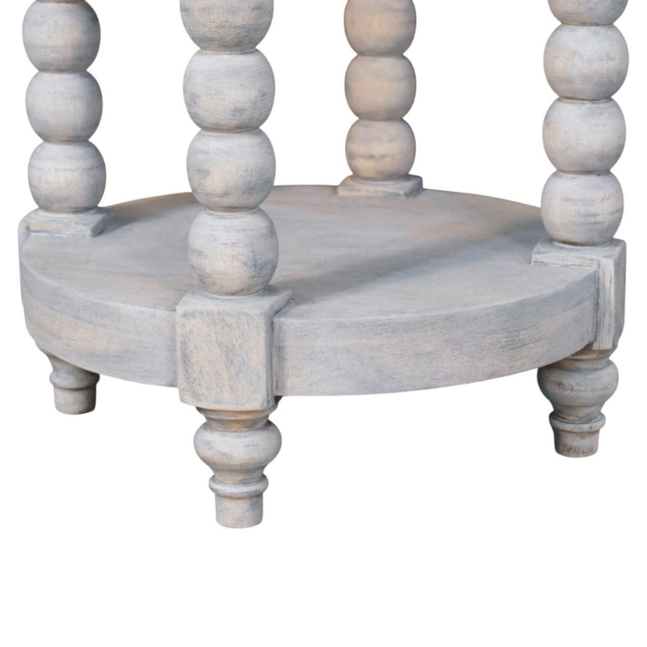 Wood Ellsworth Round Side Table - Acid Wash Finish.