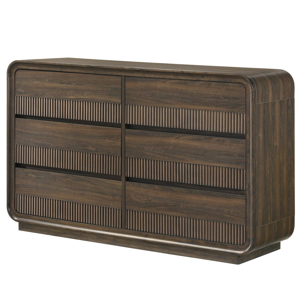 Mid-Century Dresser with Storage and Rounded Edges.