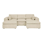 Corduroy Sectional with Ottomans and Large Arms.
