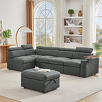 Grey Sectional Sofa with Storage Ottoman for Comfort.