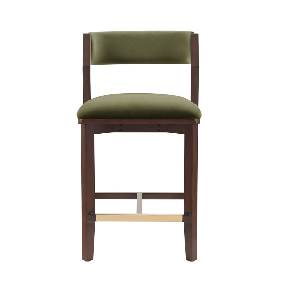Patricia Wood Upholstered Counter Stool in Turtle Green