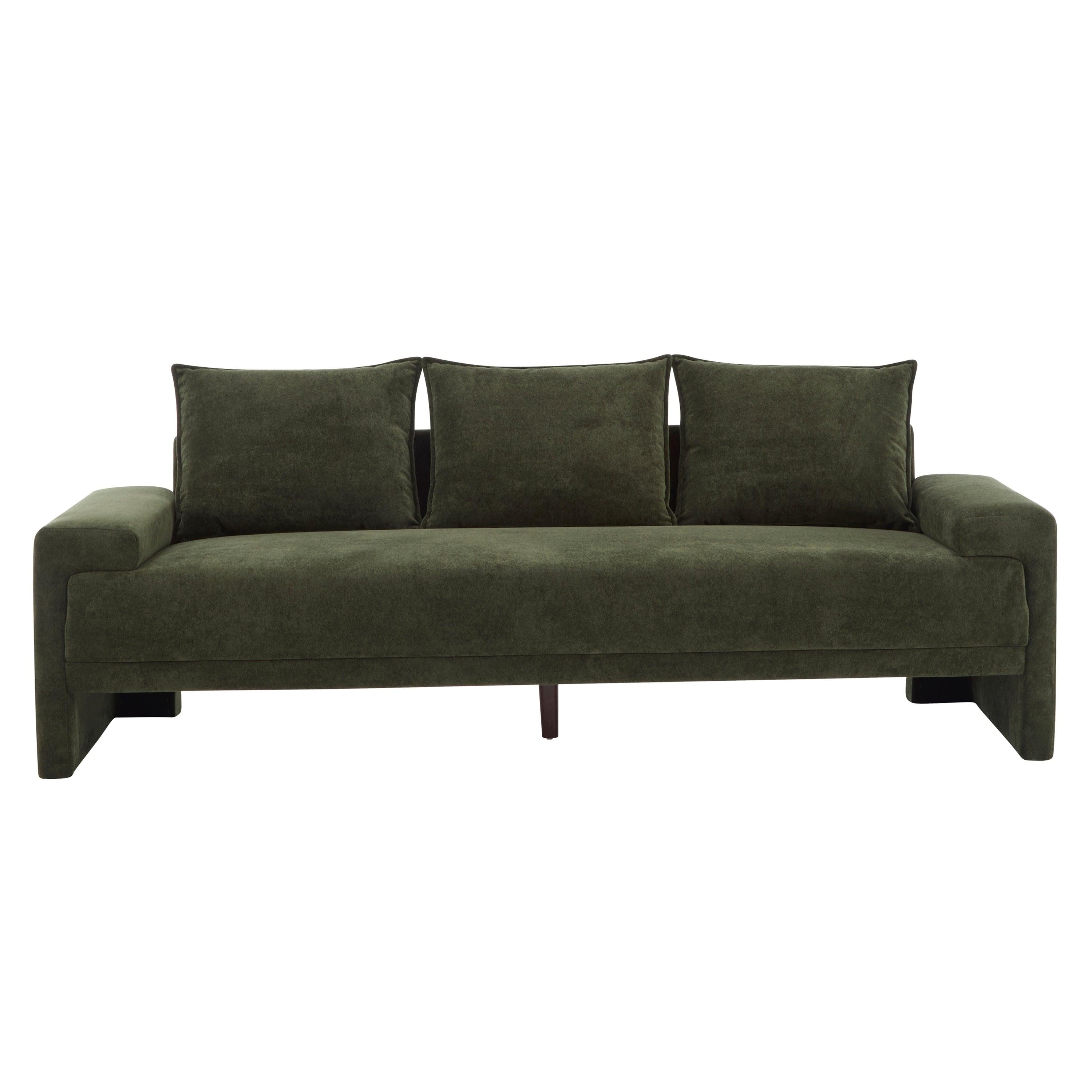 Algora 84.5 in. Modern Velvet Sofa - Moss Green.