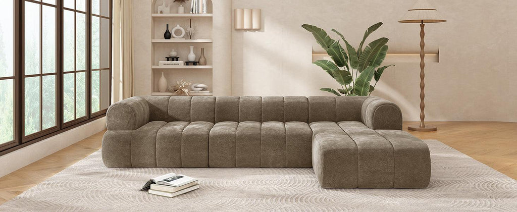122' Modern L-Shaped Sectional Sofa with Chaise Lounge.