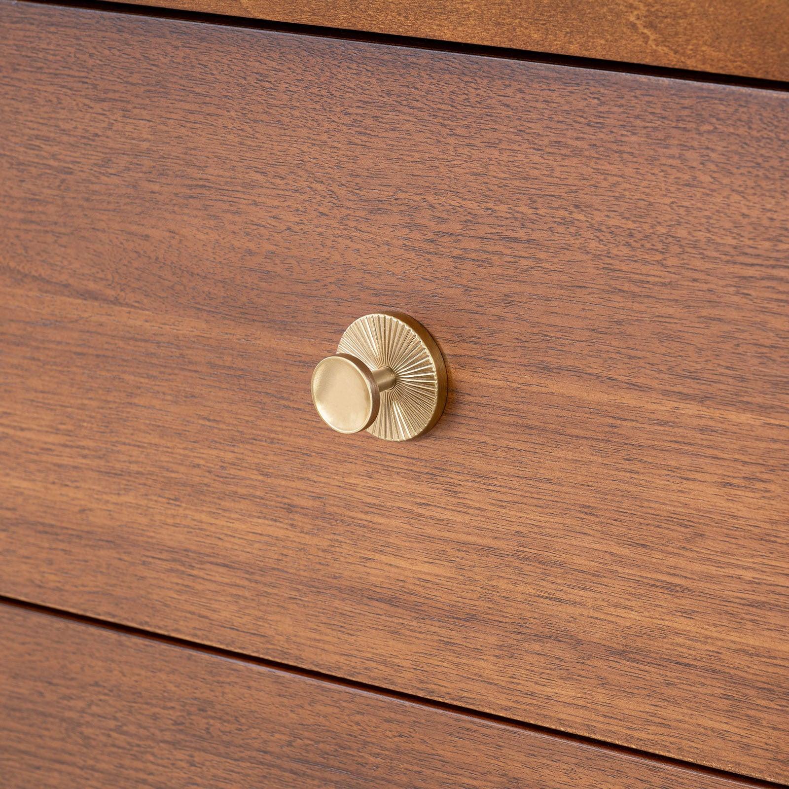 1pc Walnut Finish Five-Drawers Tall Chest for Bedroom.