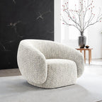 Brown Swivel Chair with Boucle Upholstery.