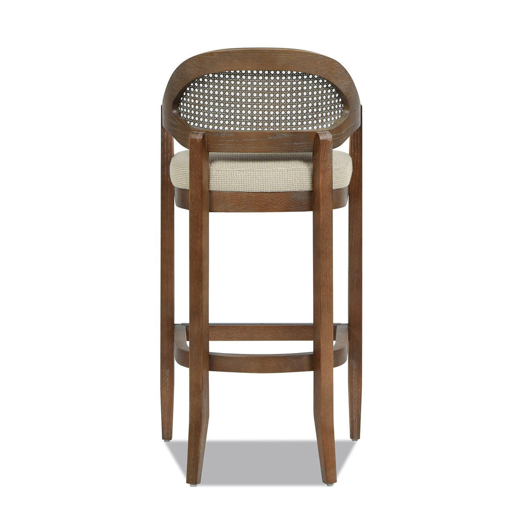Americana Mid-Century Modern Cane Back Bar Stool.