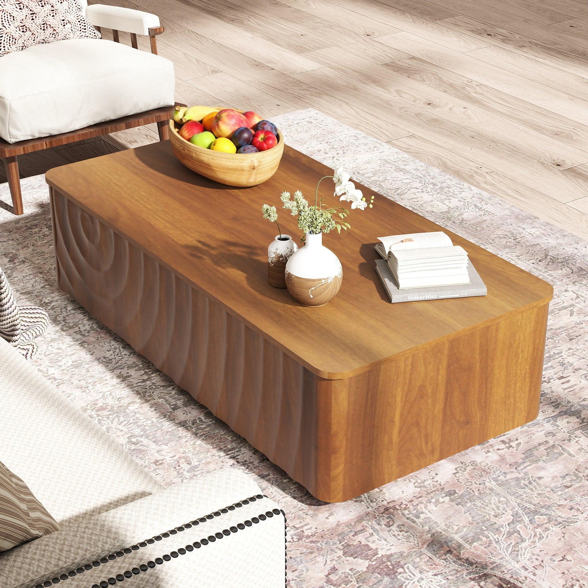 Mid Century Coffee Table with Storage and Unique Design.