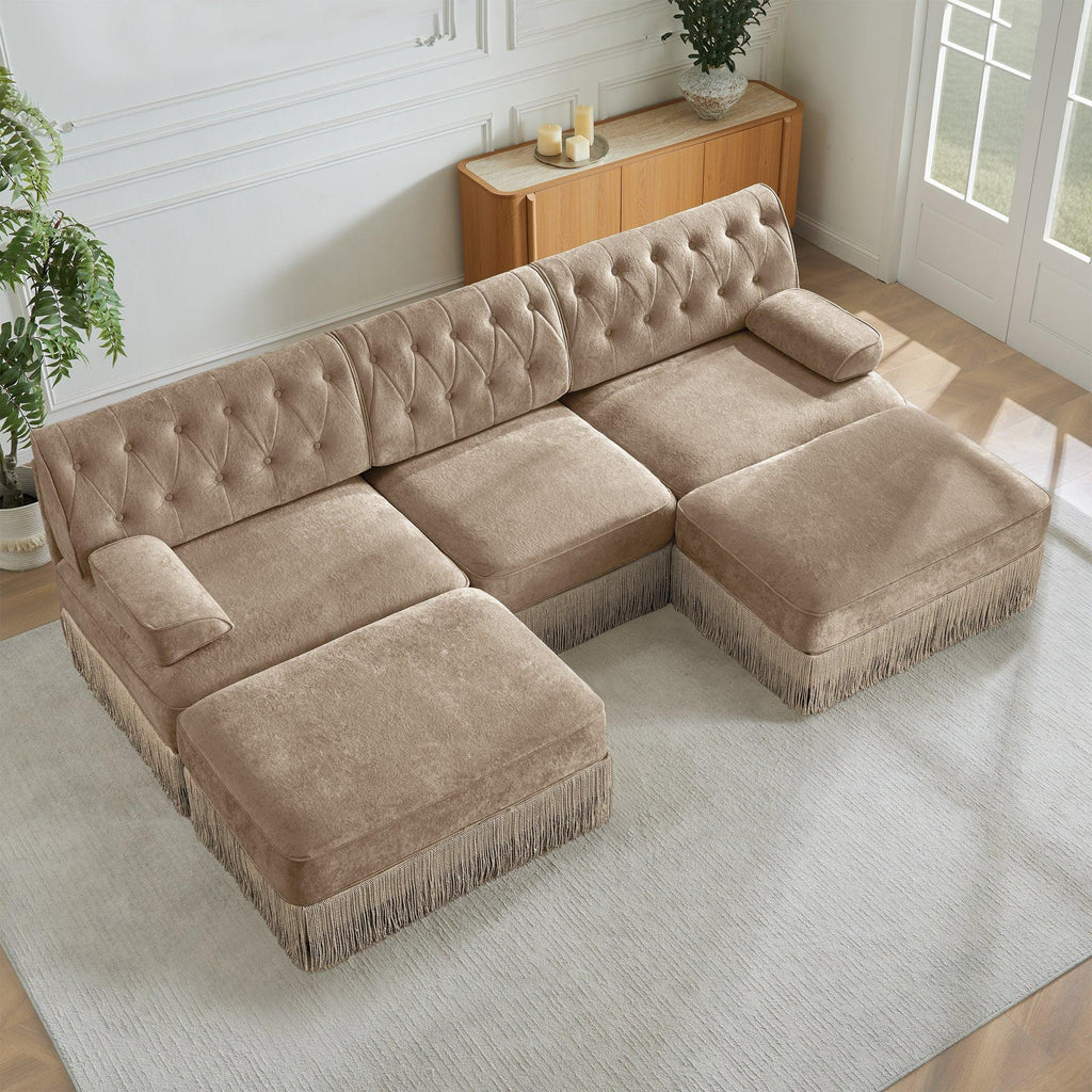 Modular Velvet Chesterfield Sofa for Living Rooms.