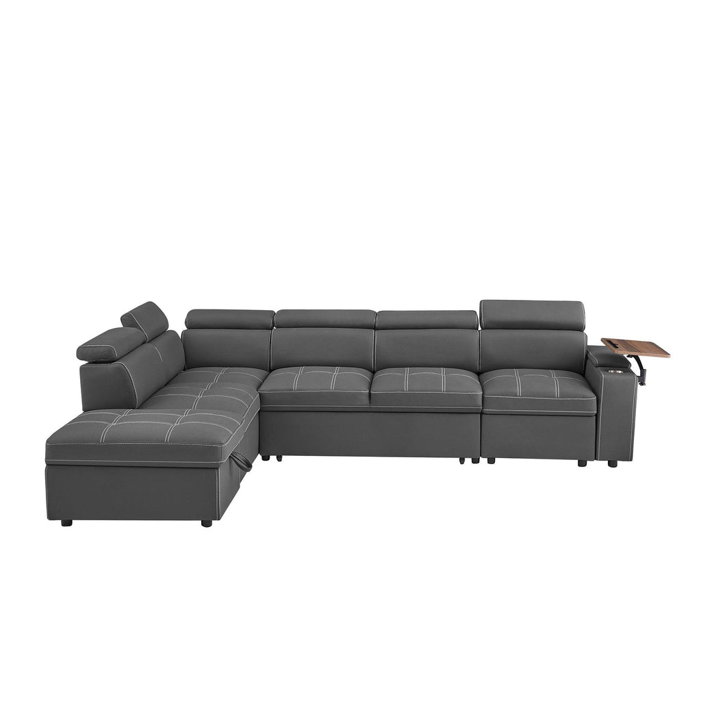 Grey Sectional Sofa with Storage Ottoman for Comfort.