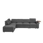 Grey Sectional Sofa with Storage Ottoman for Comfort.