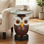 Owl Accent Table - Art Deco Animal Statue for Livingroom.