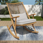 Outdoor Rocking Chair with Iron Frame for Comfort.