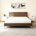 Twin Memory Foam Mattress - Green Tea shown on a modern brown bed frame with white nightstands, offering stylish comfort and support.